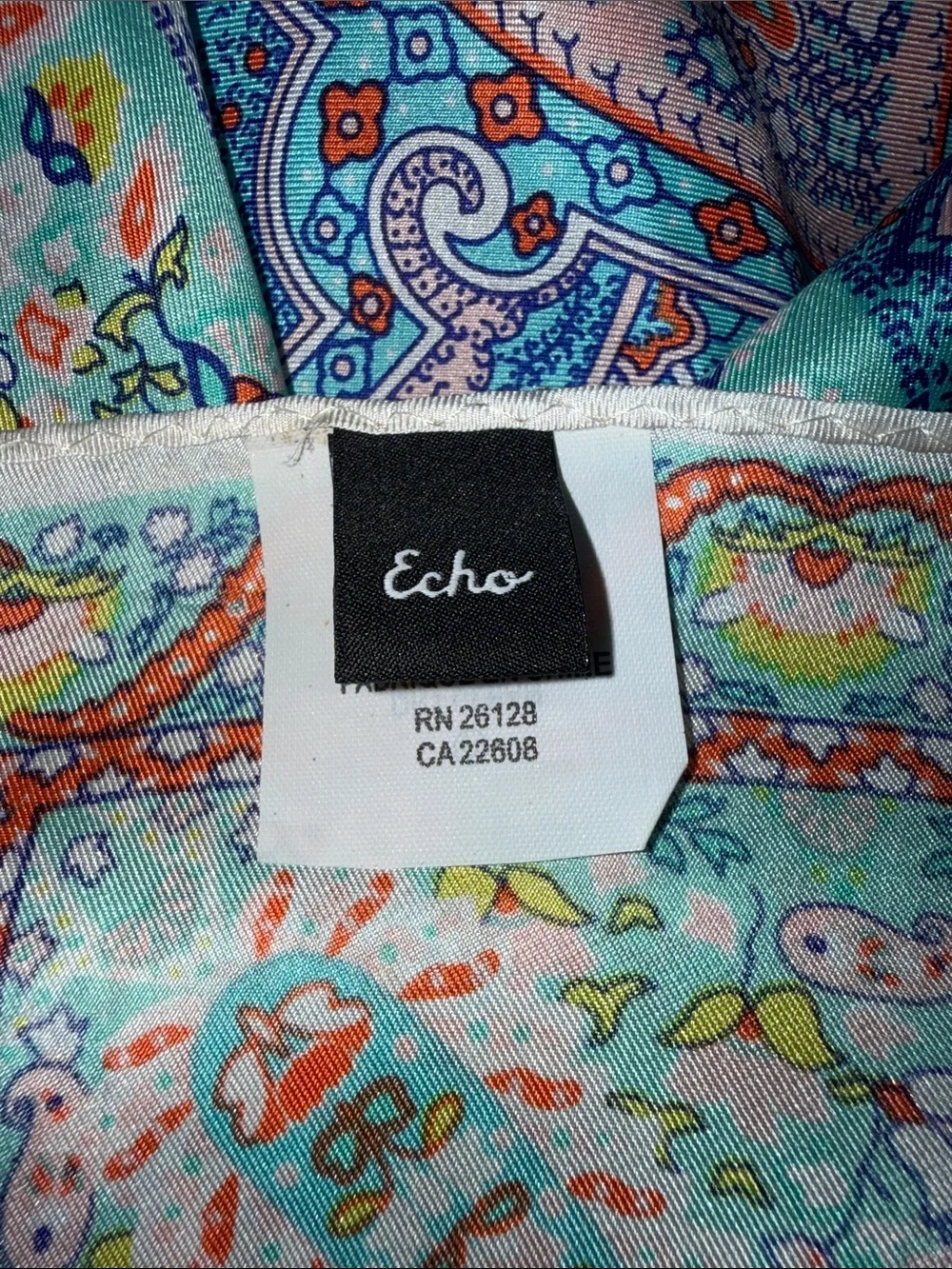 ECHO 100% Silk Scarf - Vibrant Multicolor Paisley Print